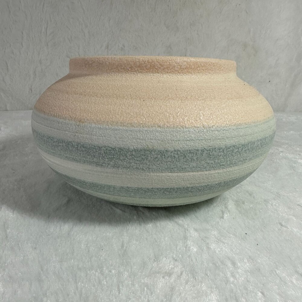 Vintage Handcrafted Ceramic Striped Vase
